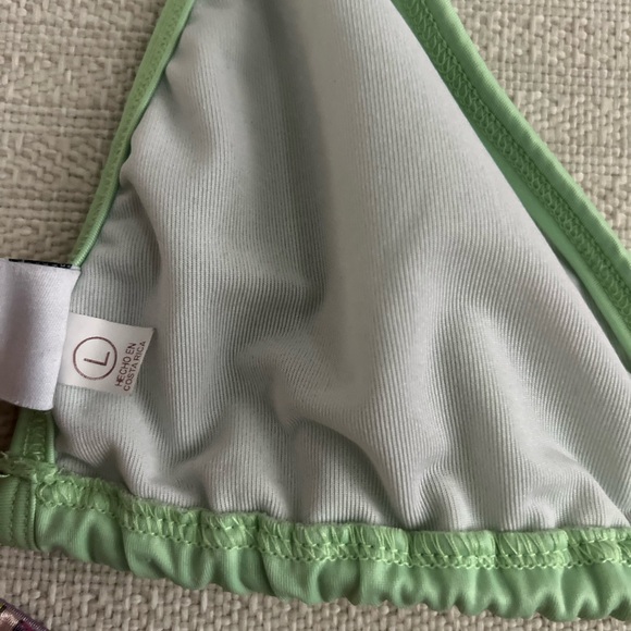 Vintage VS Zipper Bikini Bottom Surf Board Print Breakwater Top Swimsuit M & L - Picture 7 of 16